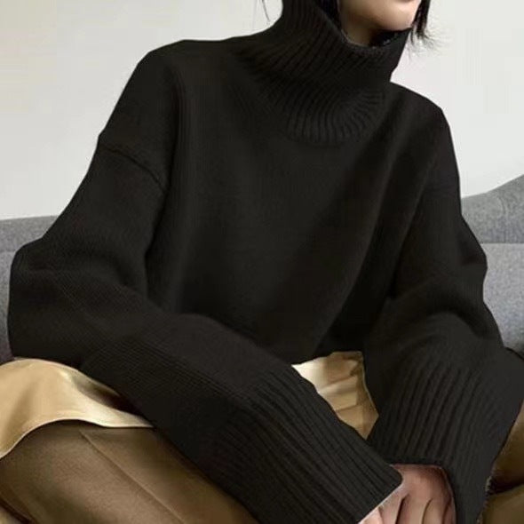 HIGH-NECK LOOSE KNIT PULLOVER