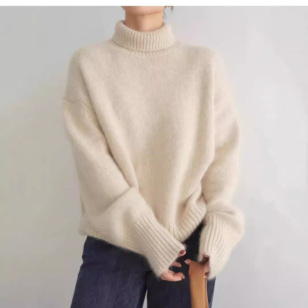 HIGH-NECK LOOSE KNIT PULLOVER